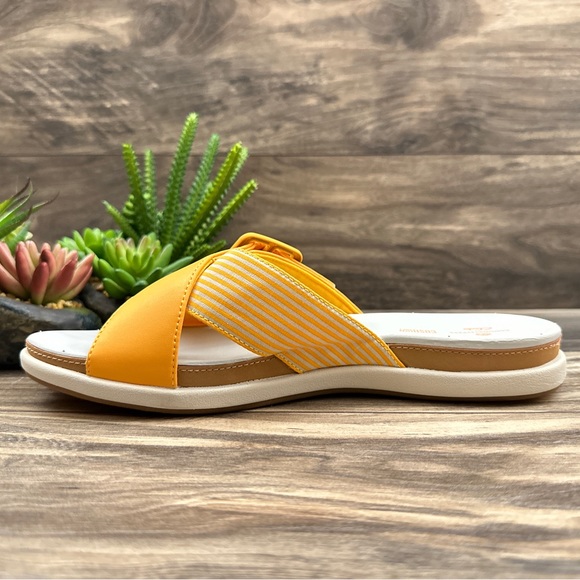 NEW Clarks Cloudsteppers 9W WIDE Eliza April Comfort Slide Sandal Yellow - Picture 7 of 13